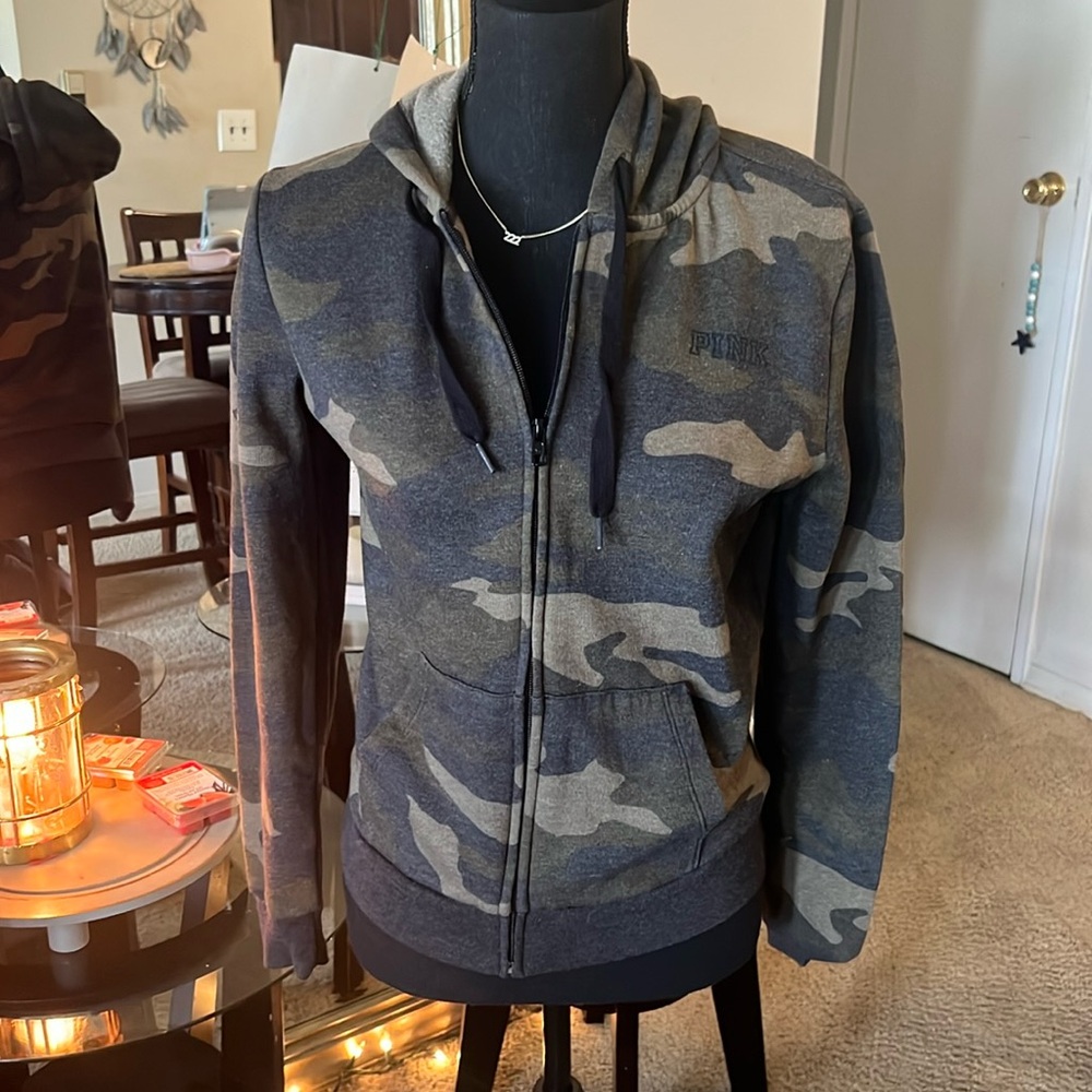 Victoria Secret pink camouflage Hoodie size XS. Great condition.